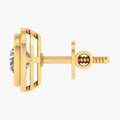 Gold earring with a clear gemstone on a white background, featuring 'Green Lab' branding.