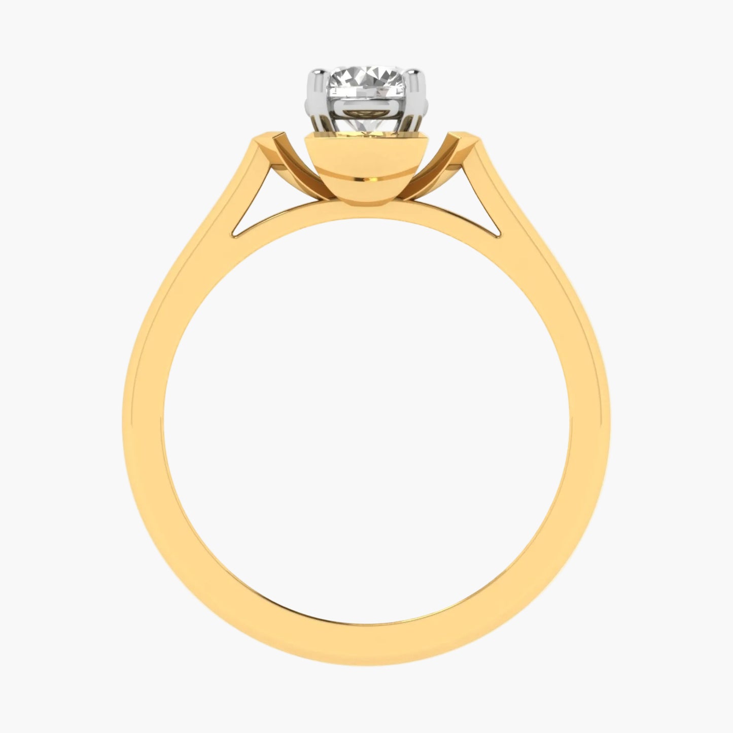 Gold ring with a diamond on a white background, featuring 'Green Lab' branding.