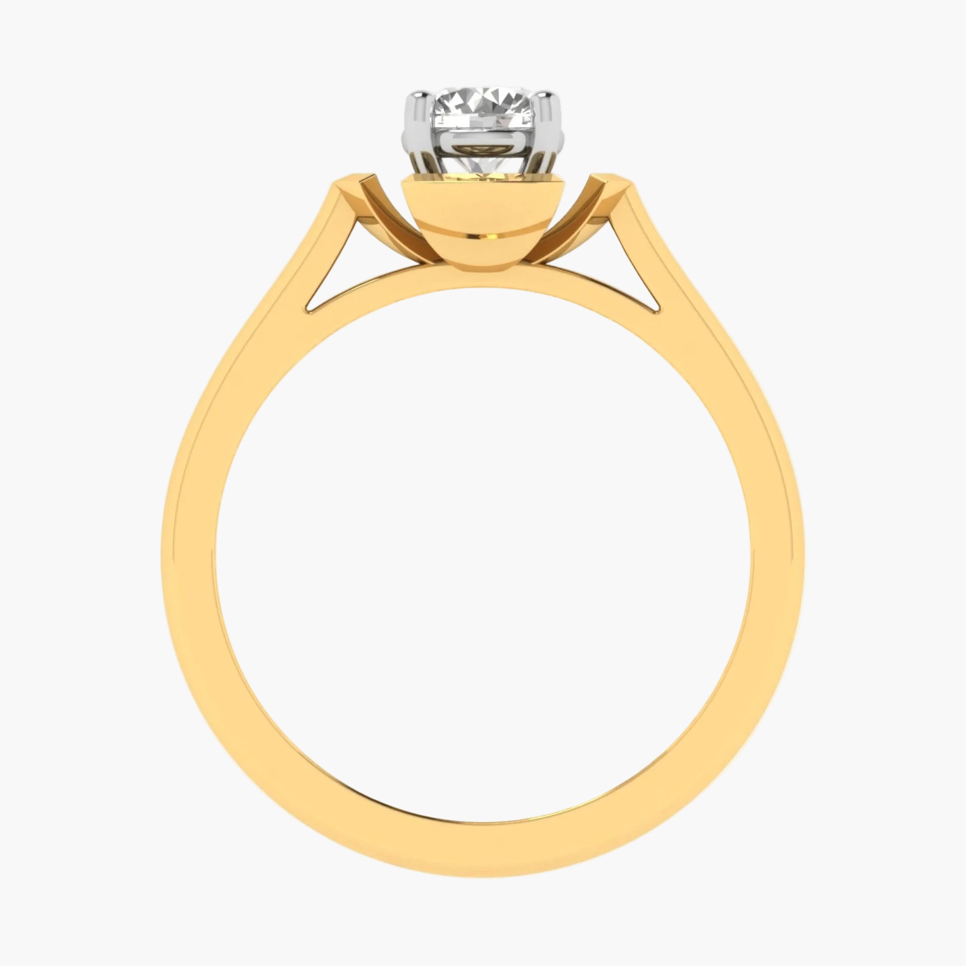 Gold ring with a diamond on a white background, featuring 'Green Lab' branding.