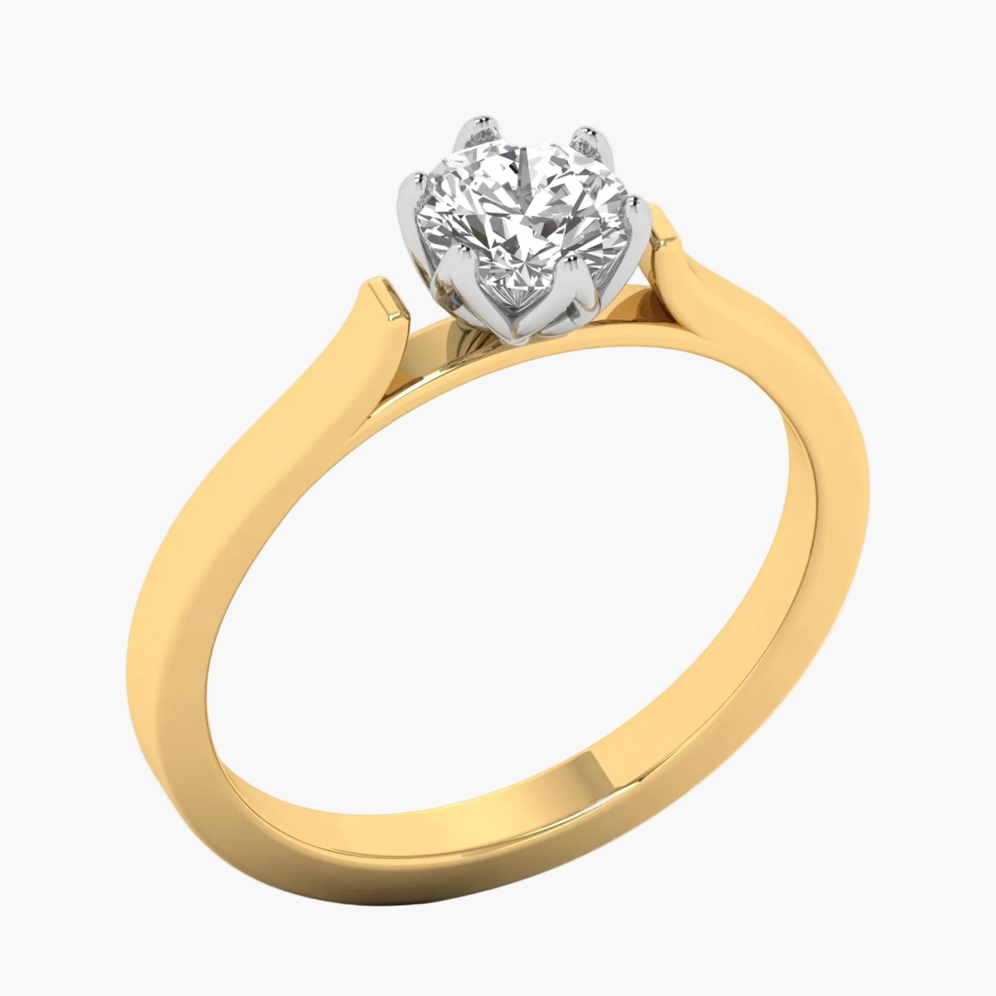 Gold ring with a heart-shaped diamond on a white background