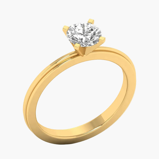 Gold ring with a diamond on a white background
