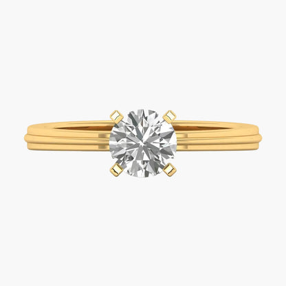 Gold ring with a diamond on a white background