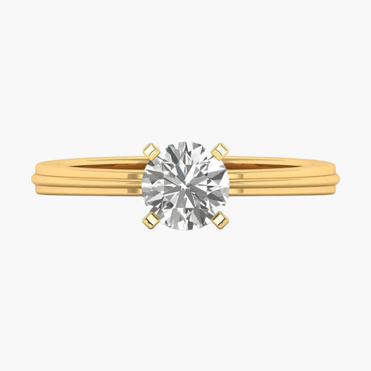 Gold ring with a diamond on a white background