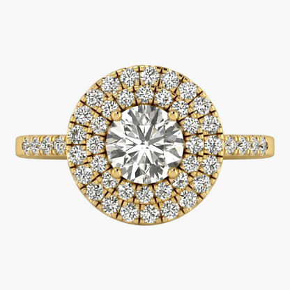 Gold and diamond ring on a white background