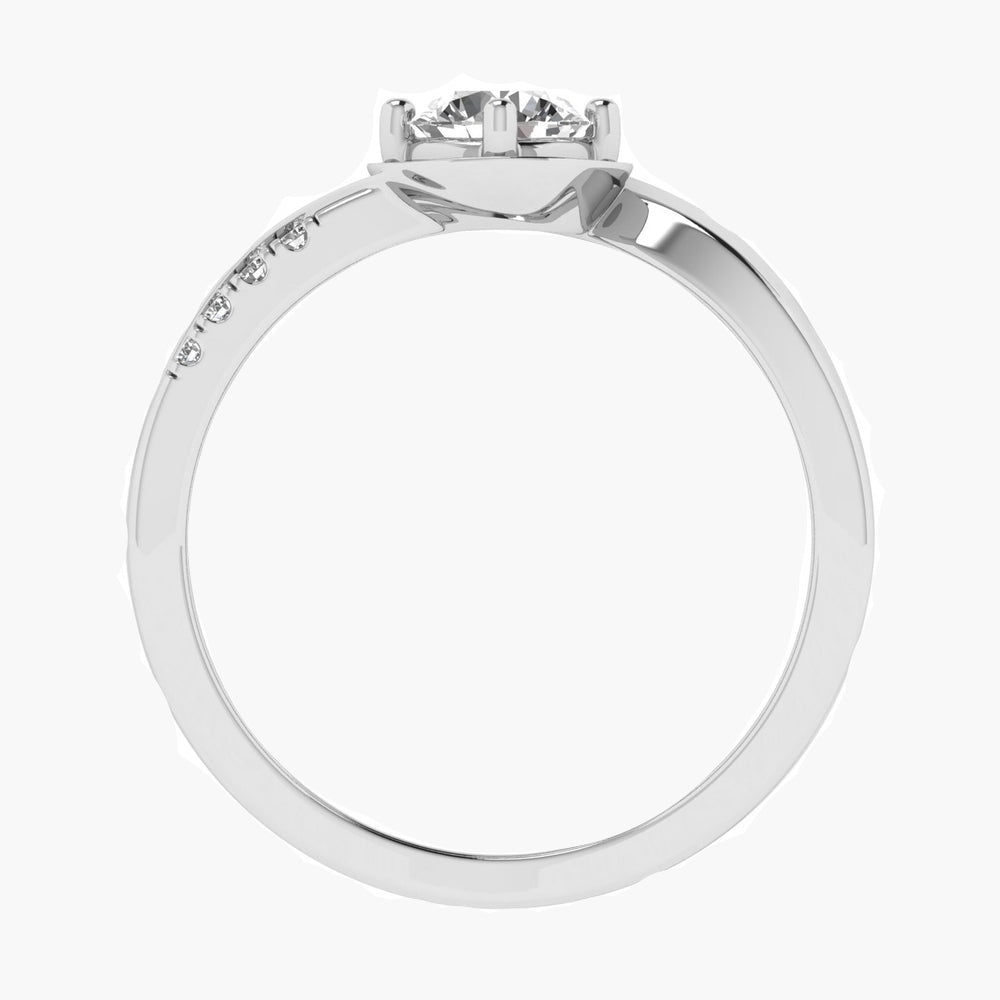 Diamond ring with a white gemstone on a white background