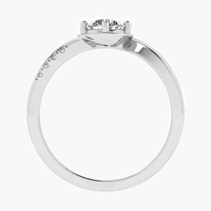 Diamond ring with a white gemstone on a white background