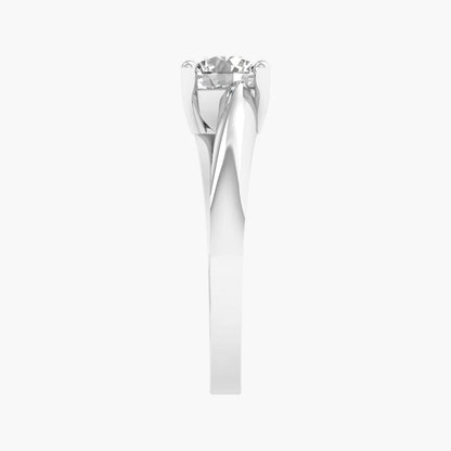 Silver ring with a diamond on a white background