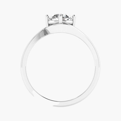 Silver ring with a diamond on a white background