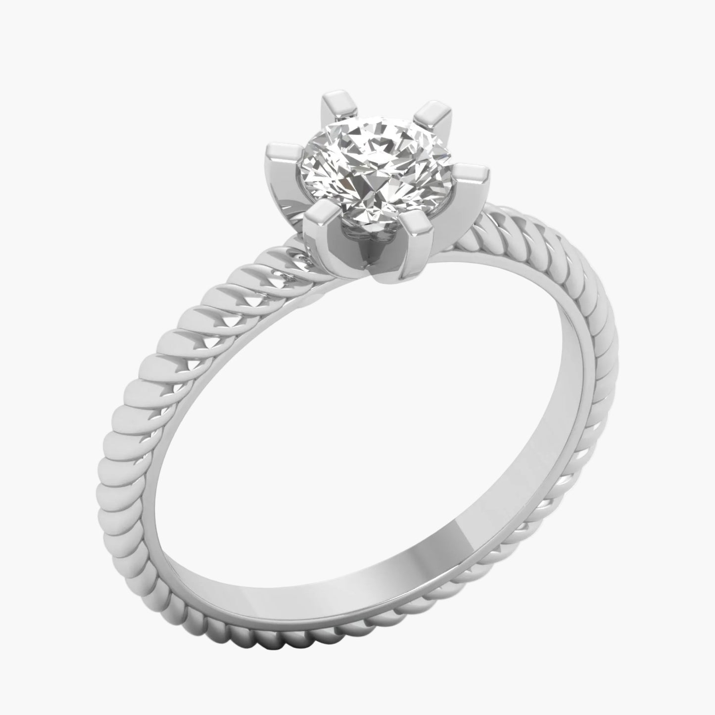 Silver ring with a diamond on a white background, branded 'Green Lab'.