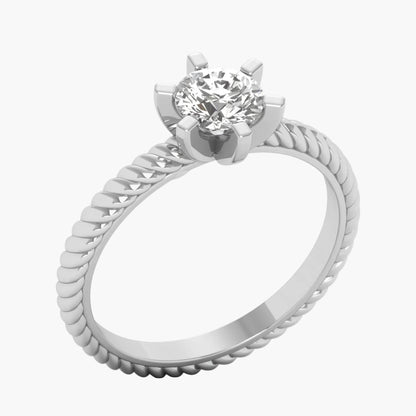 Silver ring with a diamond on a white background, branded 'Green Lab'.