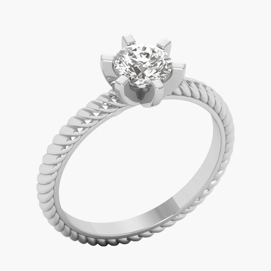 Silver ring with a diamond on a white background, branded 'Green Lab'.