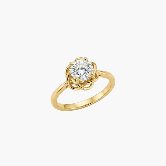 Delicate Blossom-Framed Diamond Engagement Ring