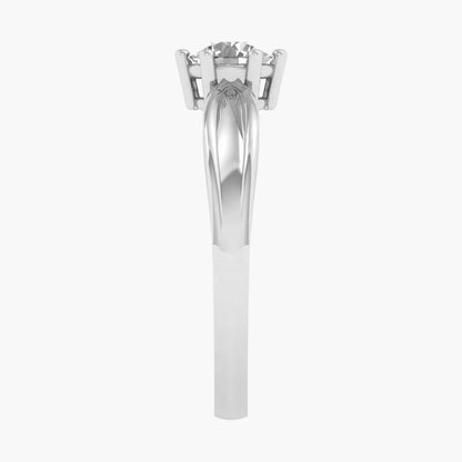 Silver ring with a diamond on a white background
