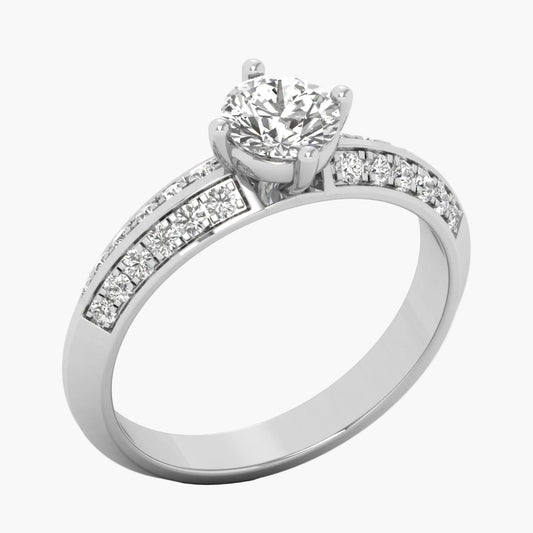 Diamond ring with 'Green Lab' branding on a white background