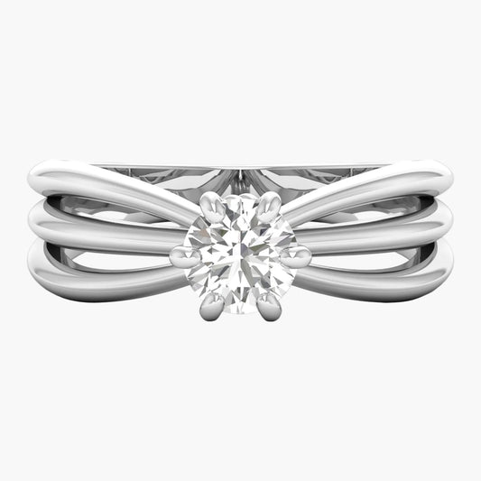 Silver ring with a diamond on a white background