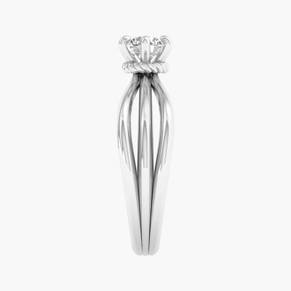 Silver ring with a diamond on a white background
