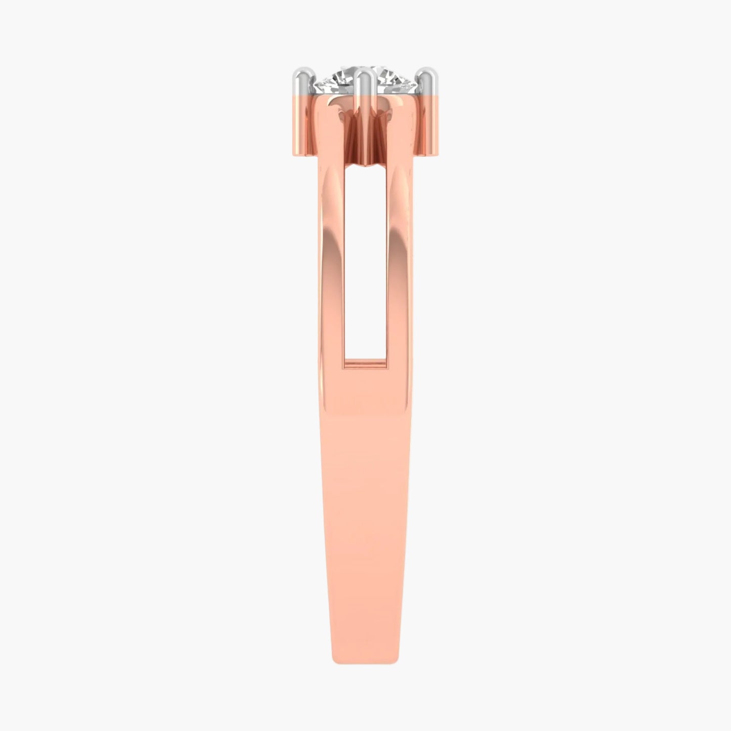 Rose gold earring on a white background