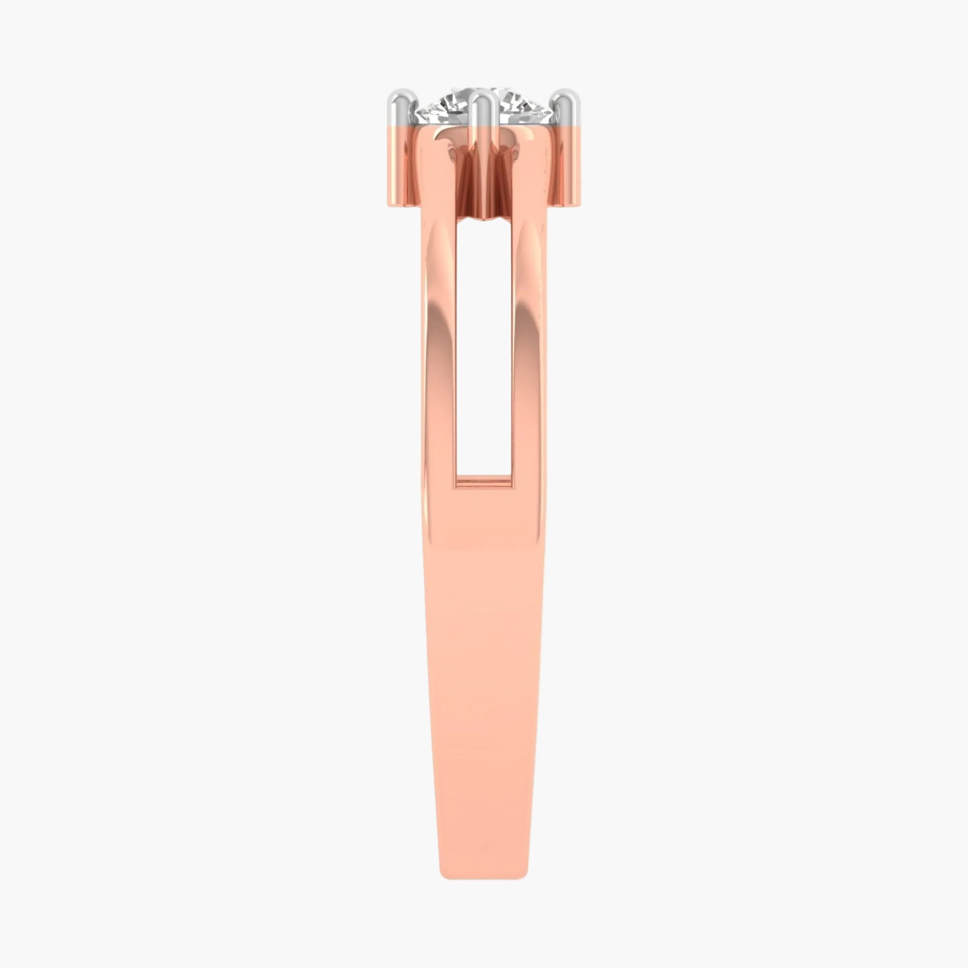Rose gold earring on a white background