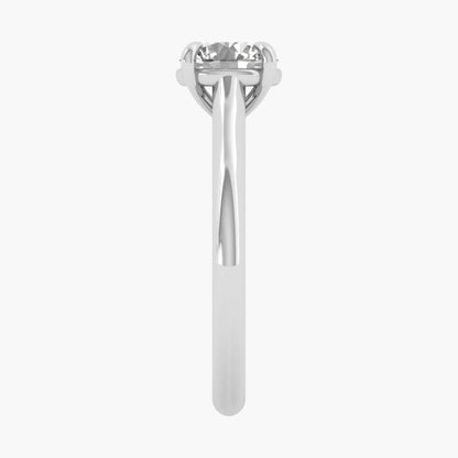 Silver ring with a diamond on a white background