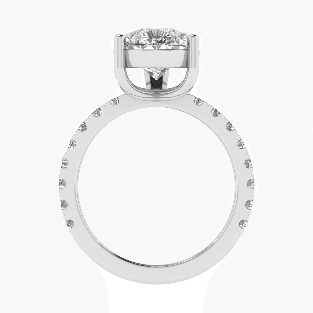 Diamond ring with a white gemstone on a white background