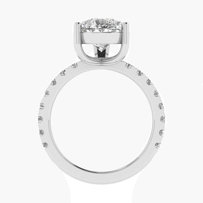Diamond ring with a white gemstone on a white background