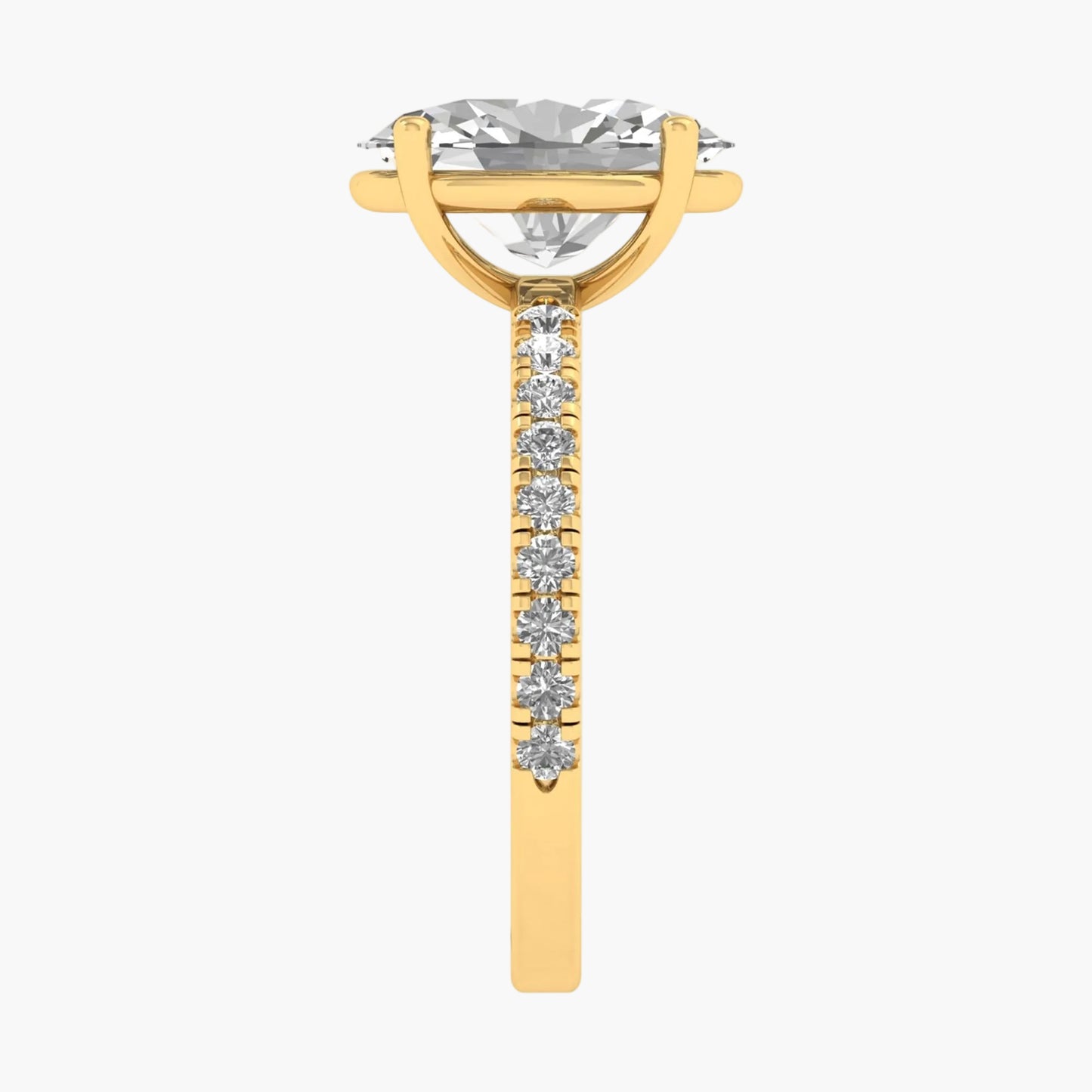 Gold earring with a central gemstone and smaller stones on a white background