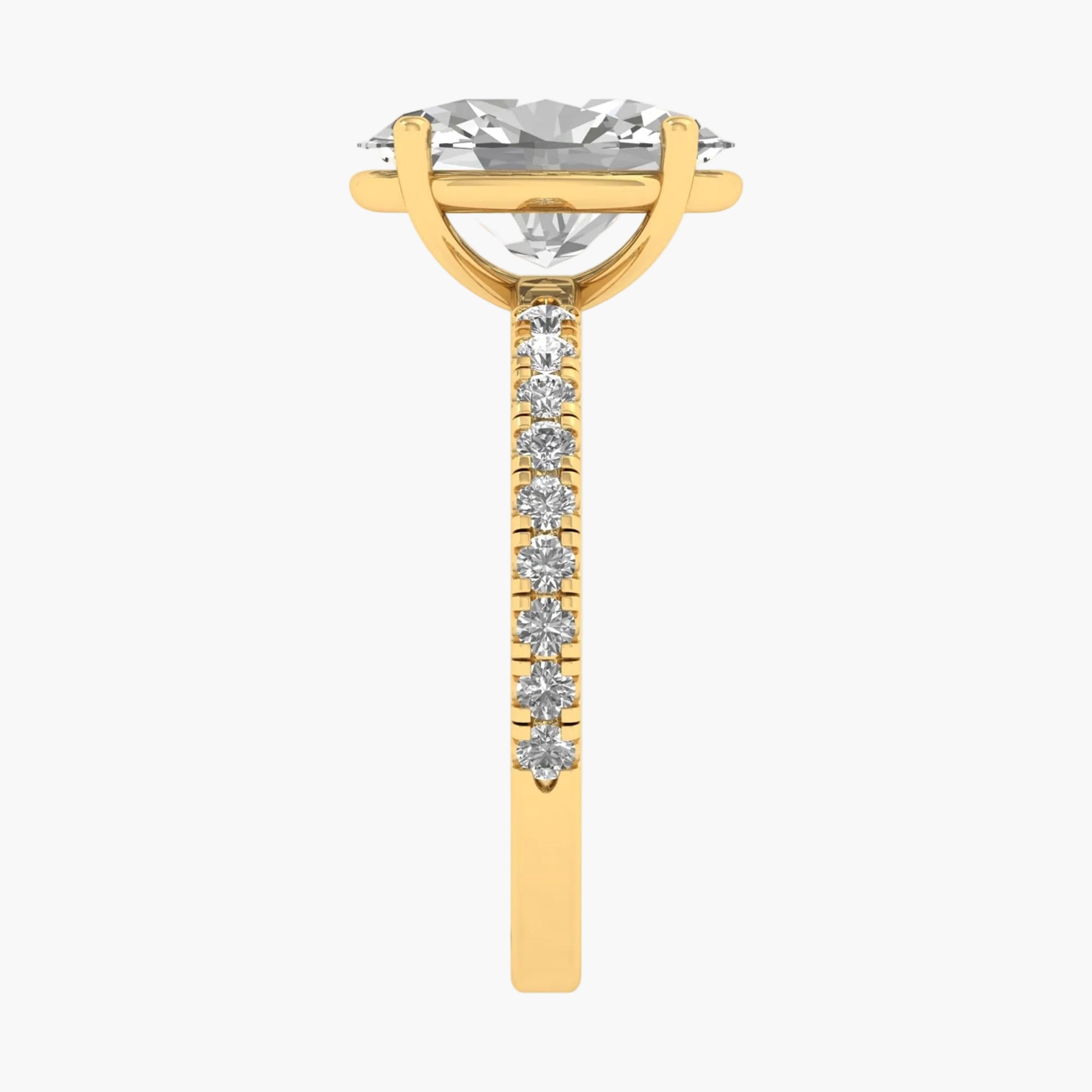 Gold earring with a central gemstone and smaller stones on a white background