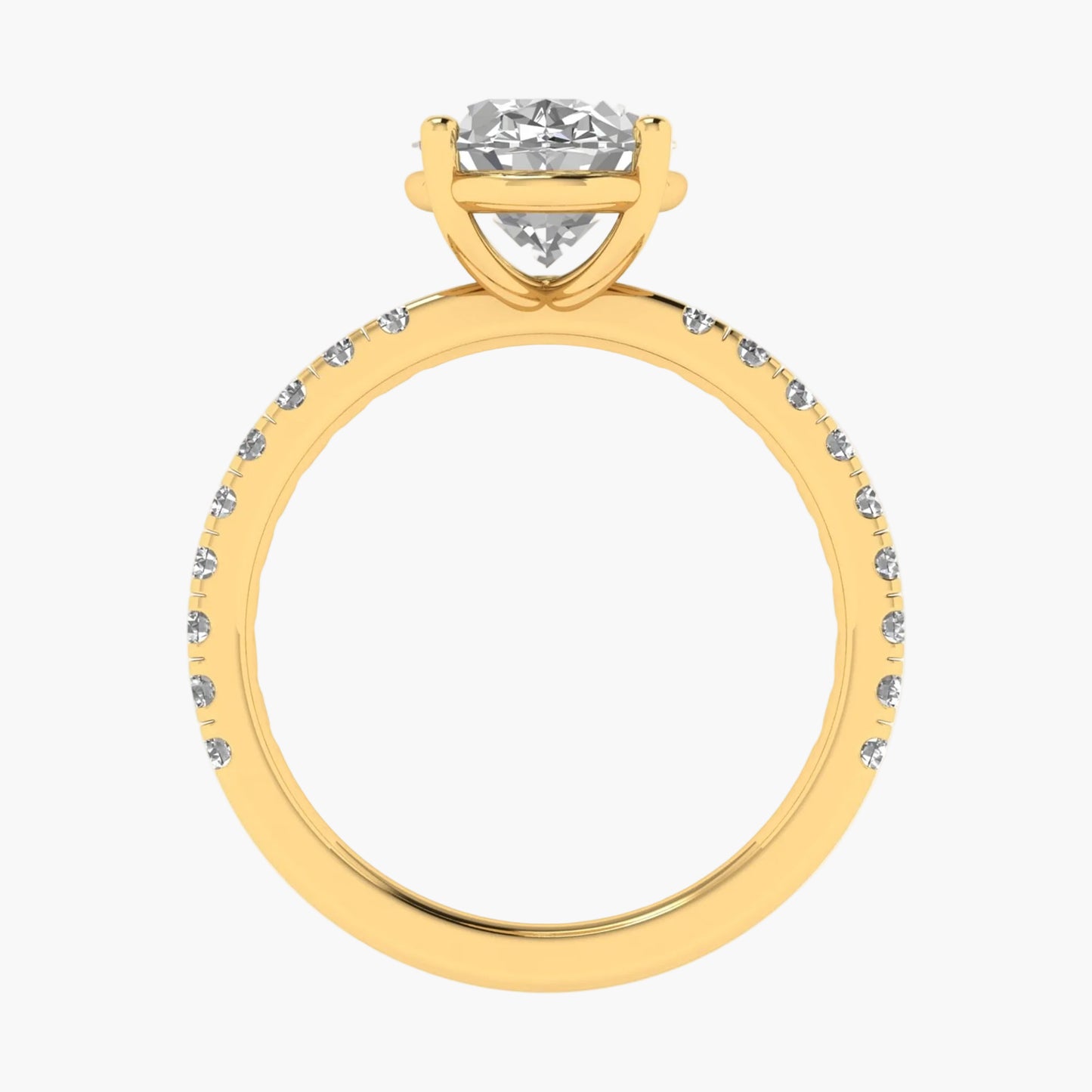 Gold ring with a diamond on a white background