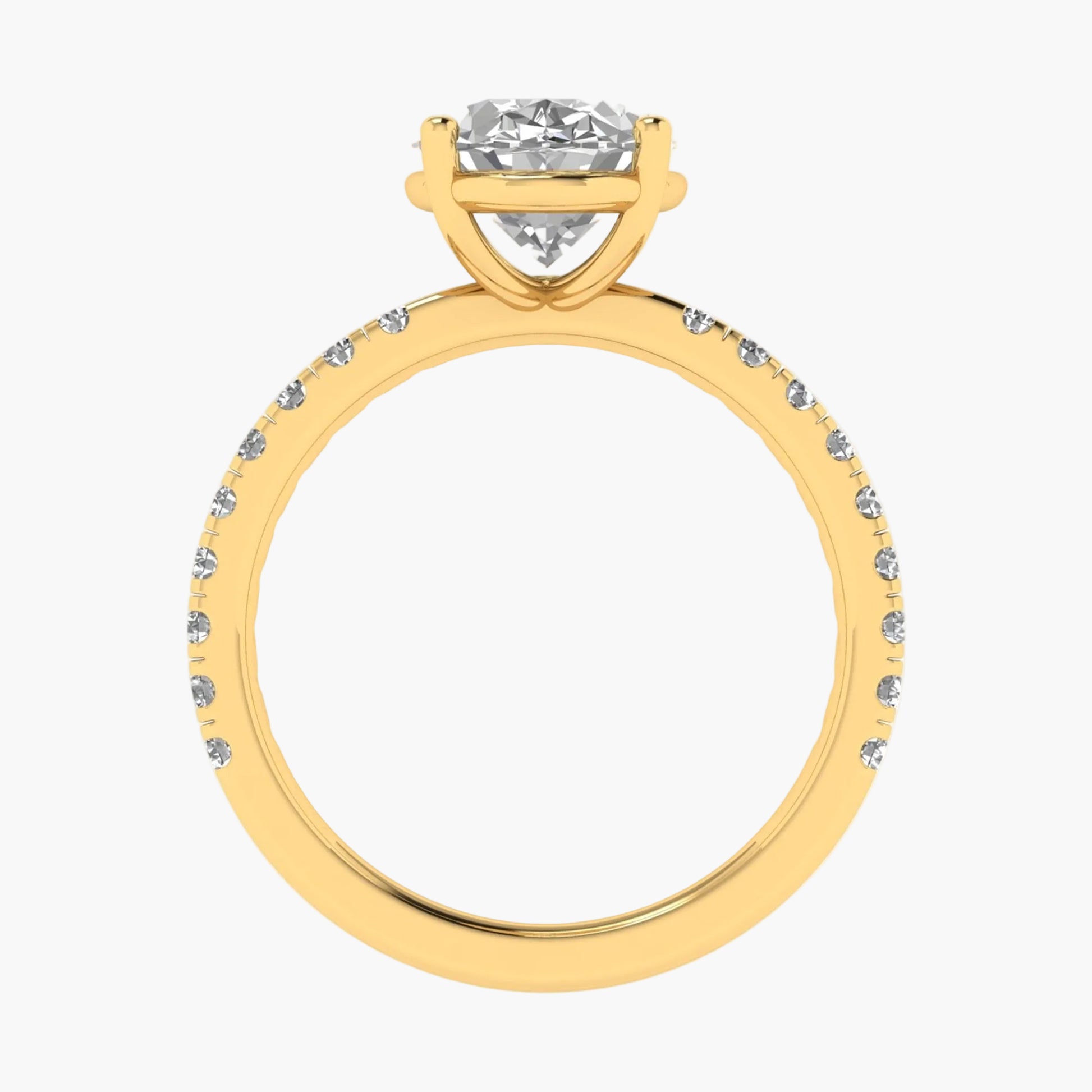 Gold ring with a diamond on a white background