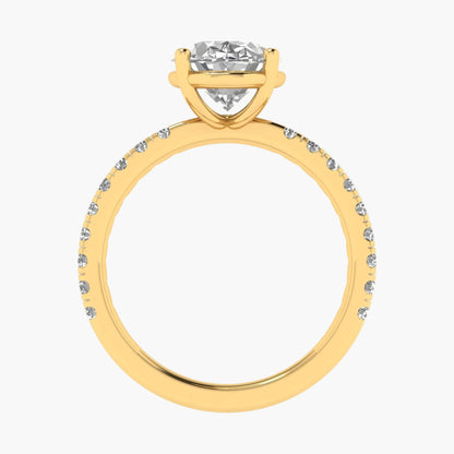 Gold ring with a diamond on a white background