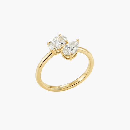 Oval and Pear-Cut Toi et Moi Bypass Diamond Ring