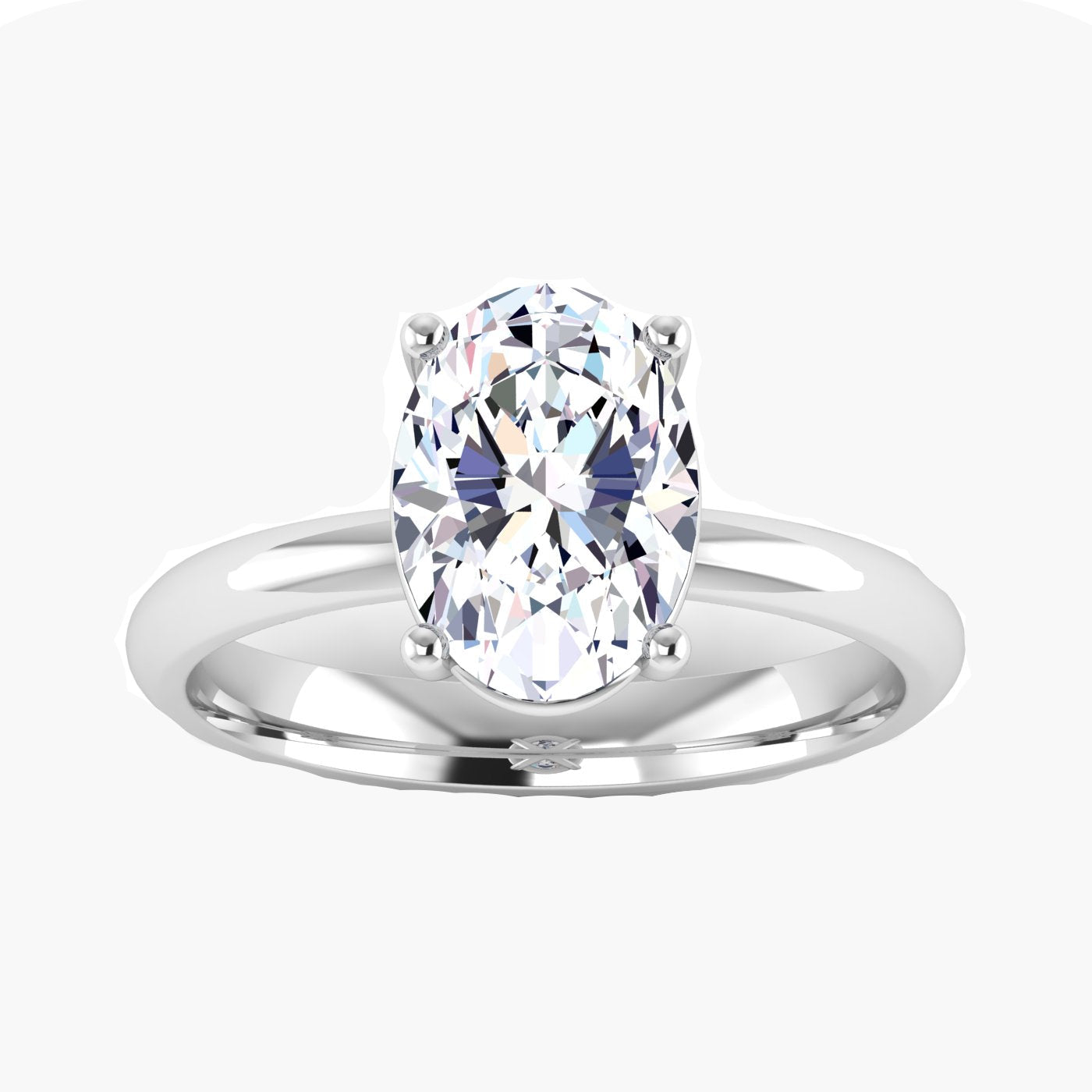 Silver ring with a large oval-shaped gemstone on a white background