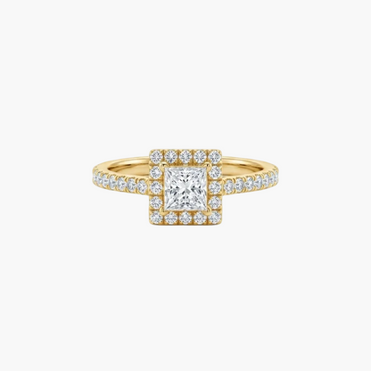 Princess-Cut Square Halo Diamond Engagement Ring
