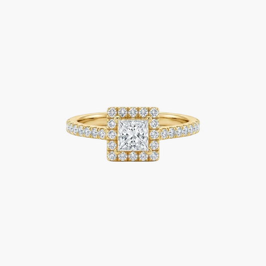 Princess-Cut Square Halo Diamond Engagement Ring