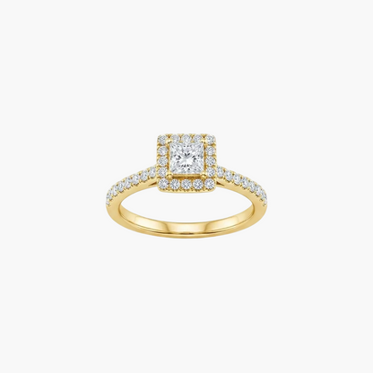 Princess-Cut Square Halo Diamond Engagement Ring