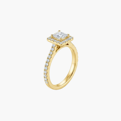 Princess-Cut Square Halo Diamond Engagement Ring
