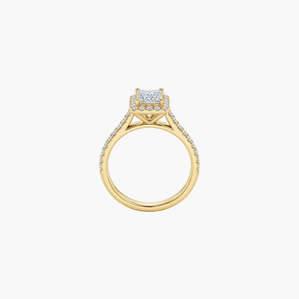 Princess-Cut Square Halo Diamond Engagement Ring