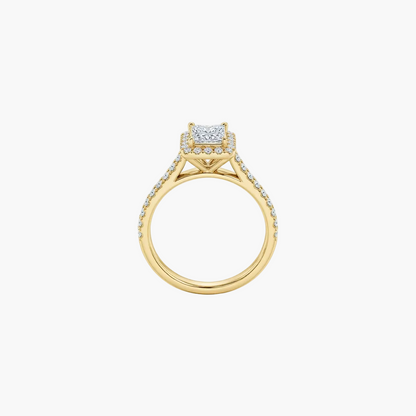 Princess-Cut Square Halo Diamond Engagement Ring