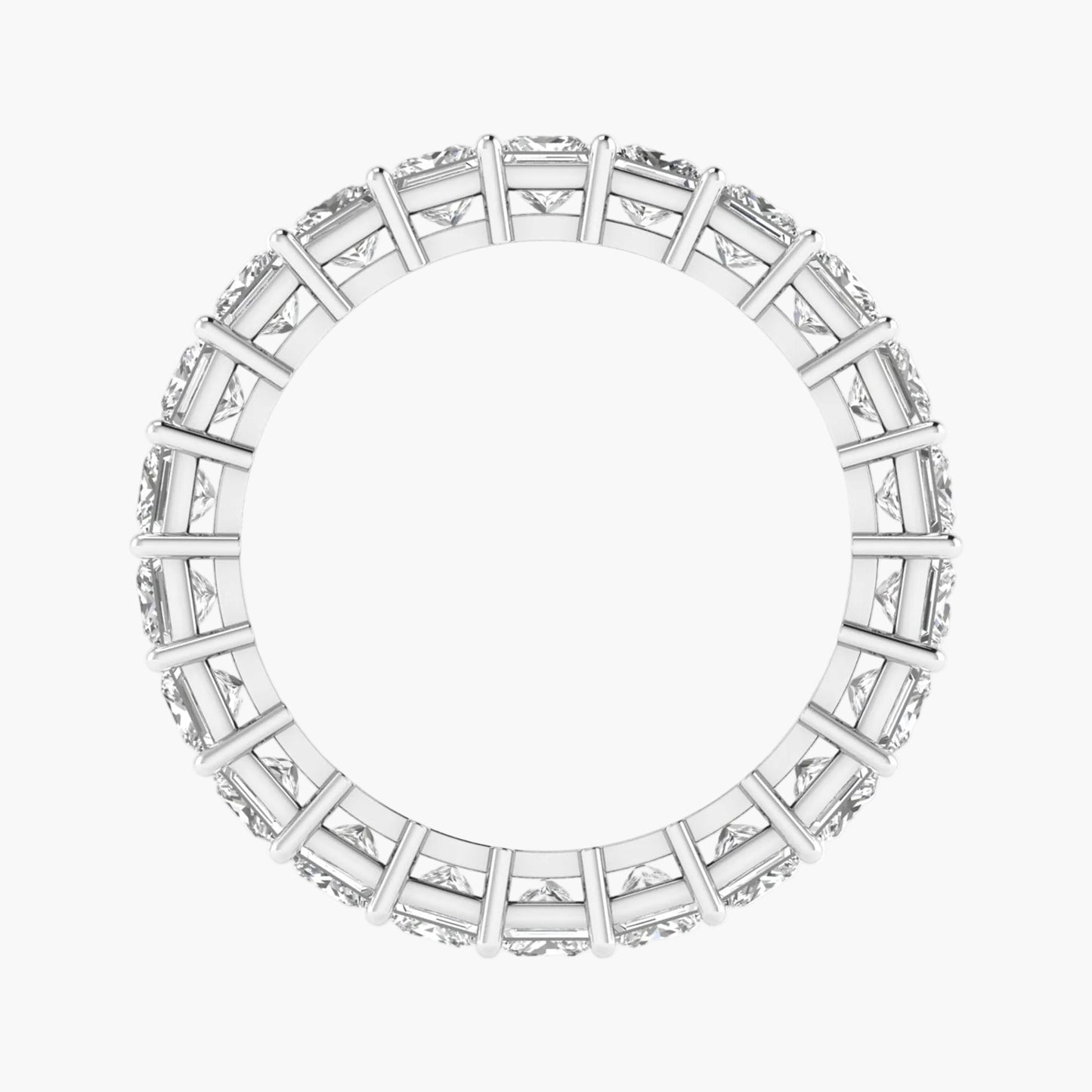 Eternity ring with diamonds on a white background