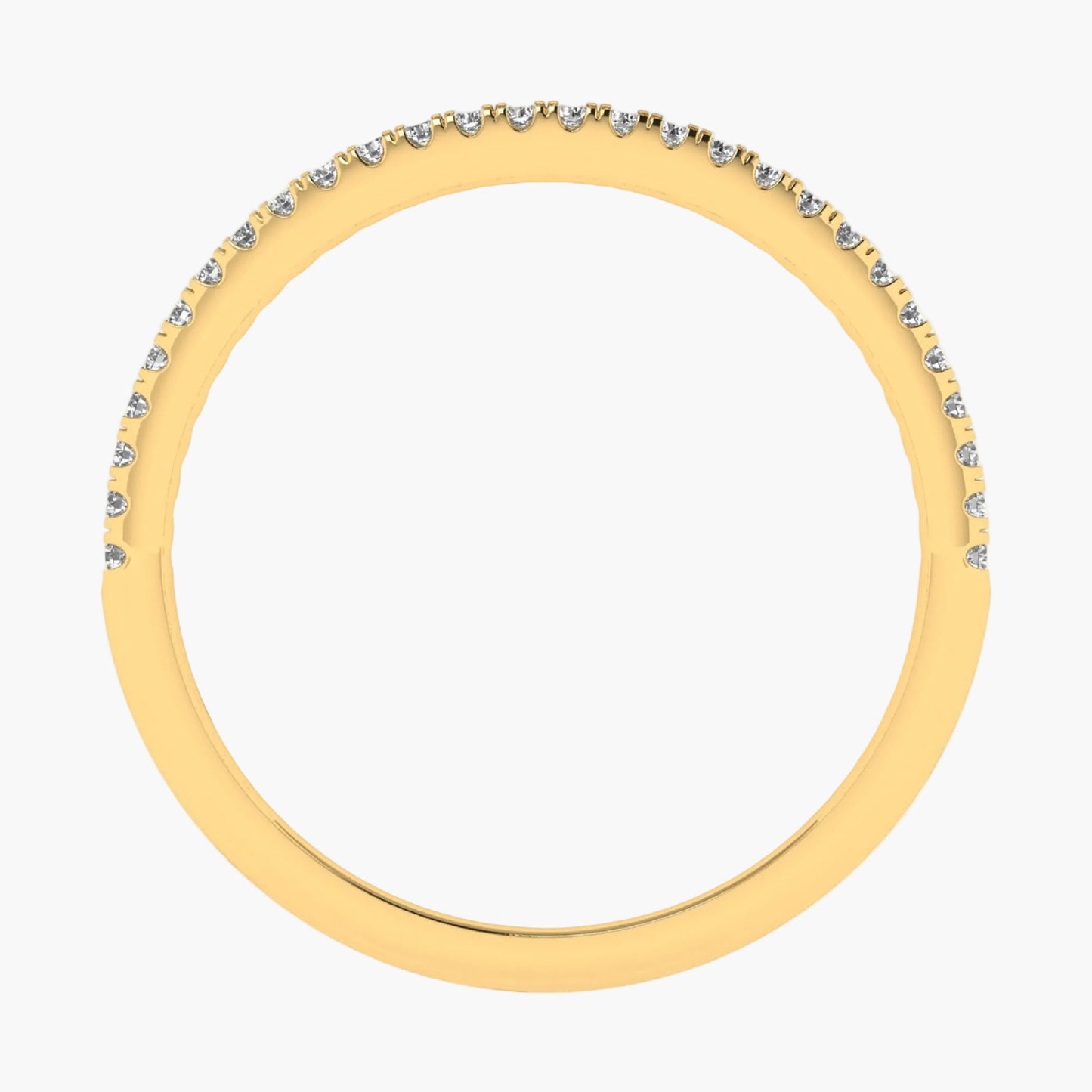Gold ring with small diamonds on a white background