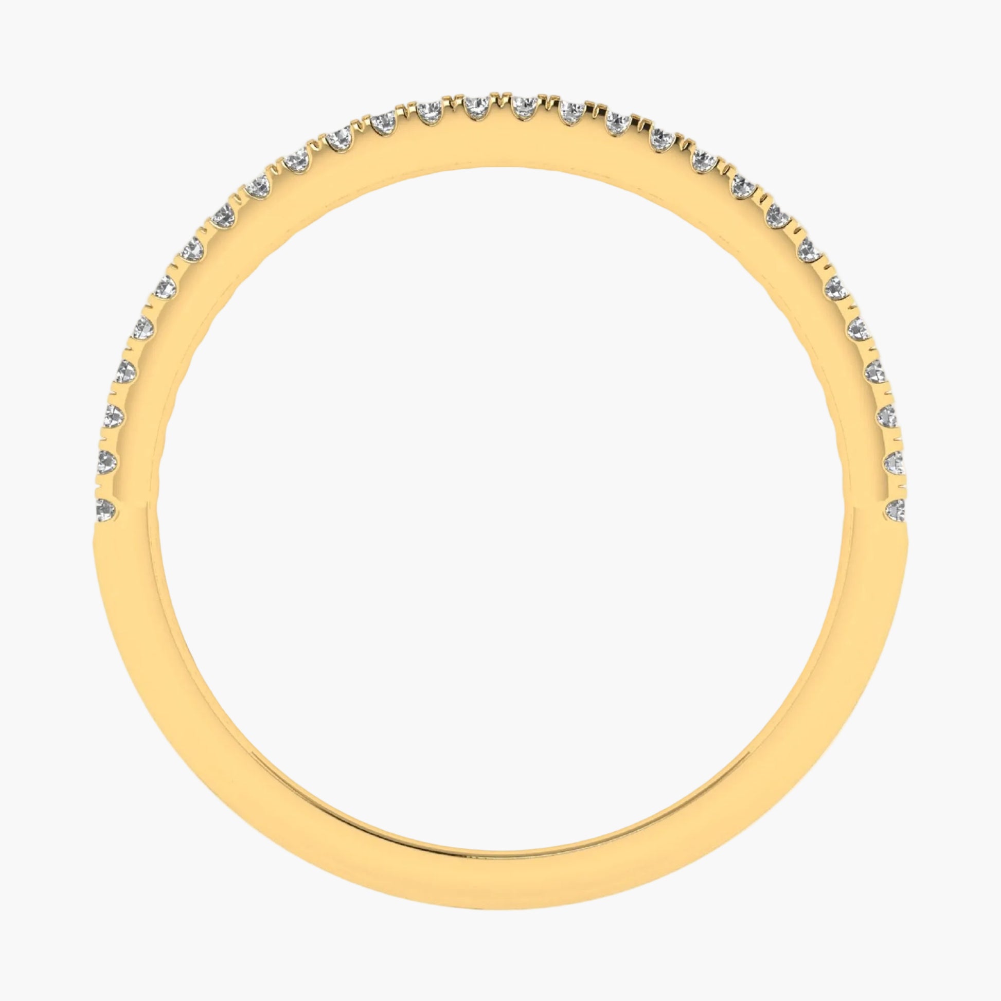 Gold ring with small diamonds on a white background
