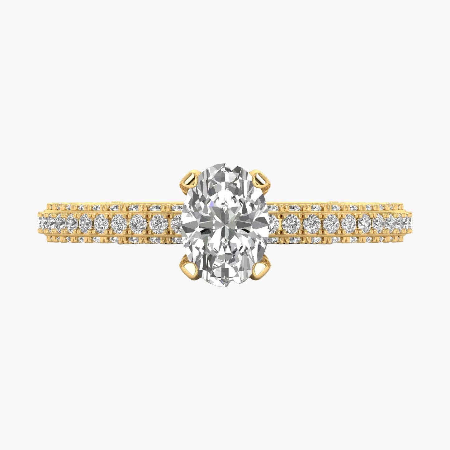 Gold and diamond ring on a white background