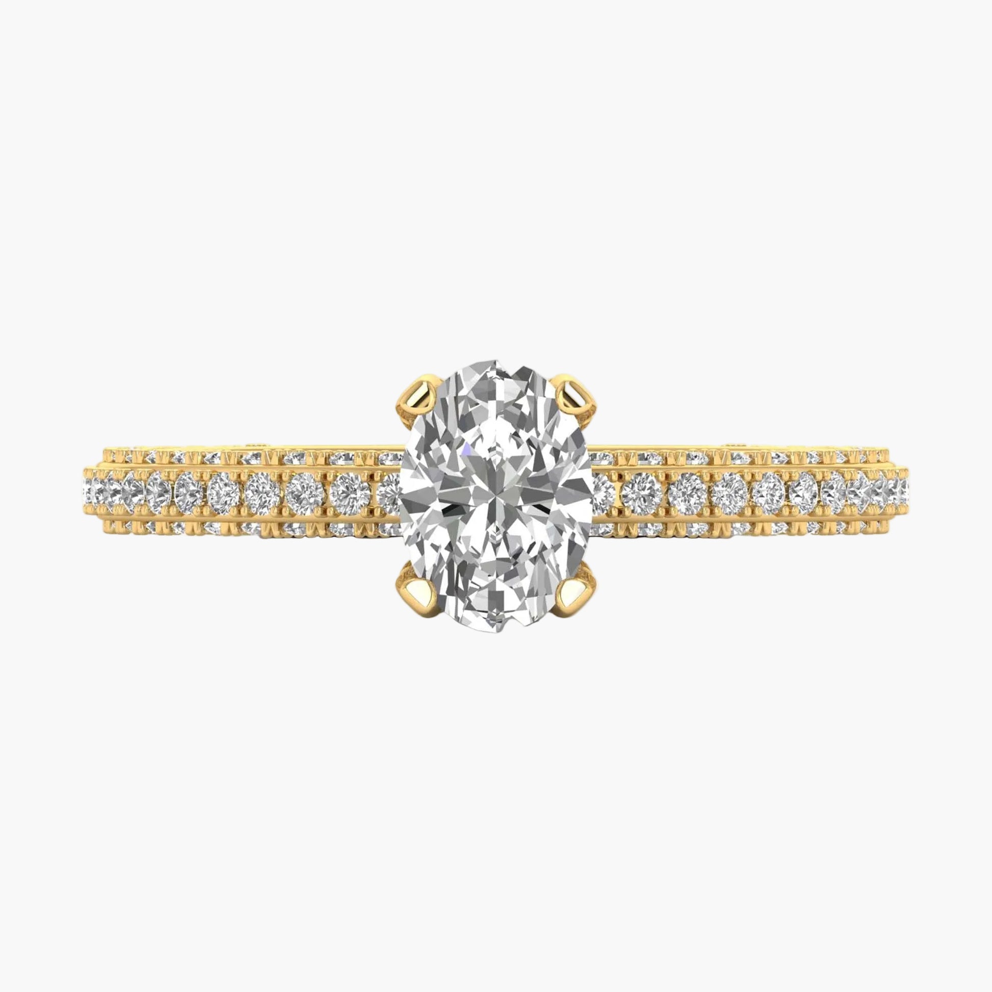 Gold and diamond ring on a white background