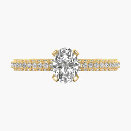 Gold and diamond ring on a white background