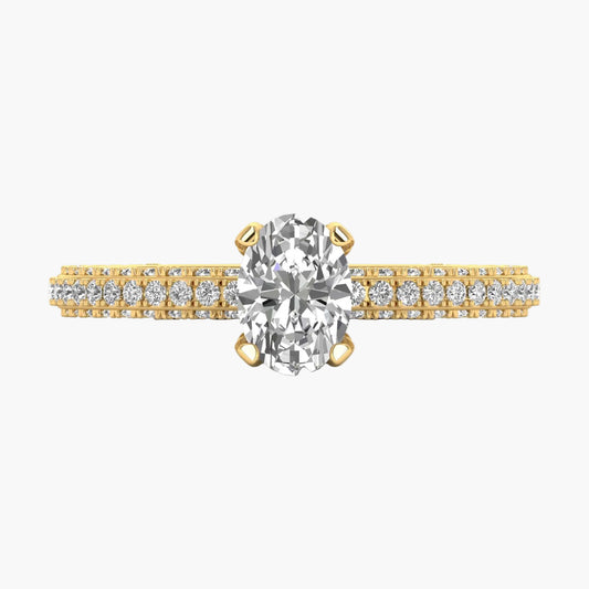 Gold and diamond ring on a white background