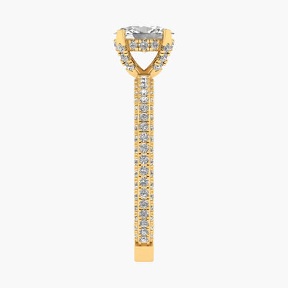 Gold ring with a diamond on a white background