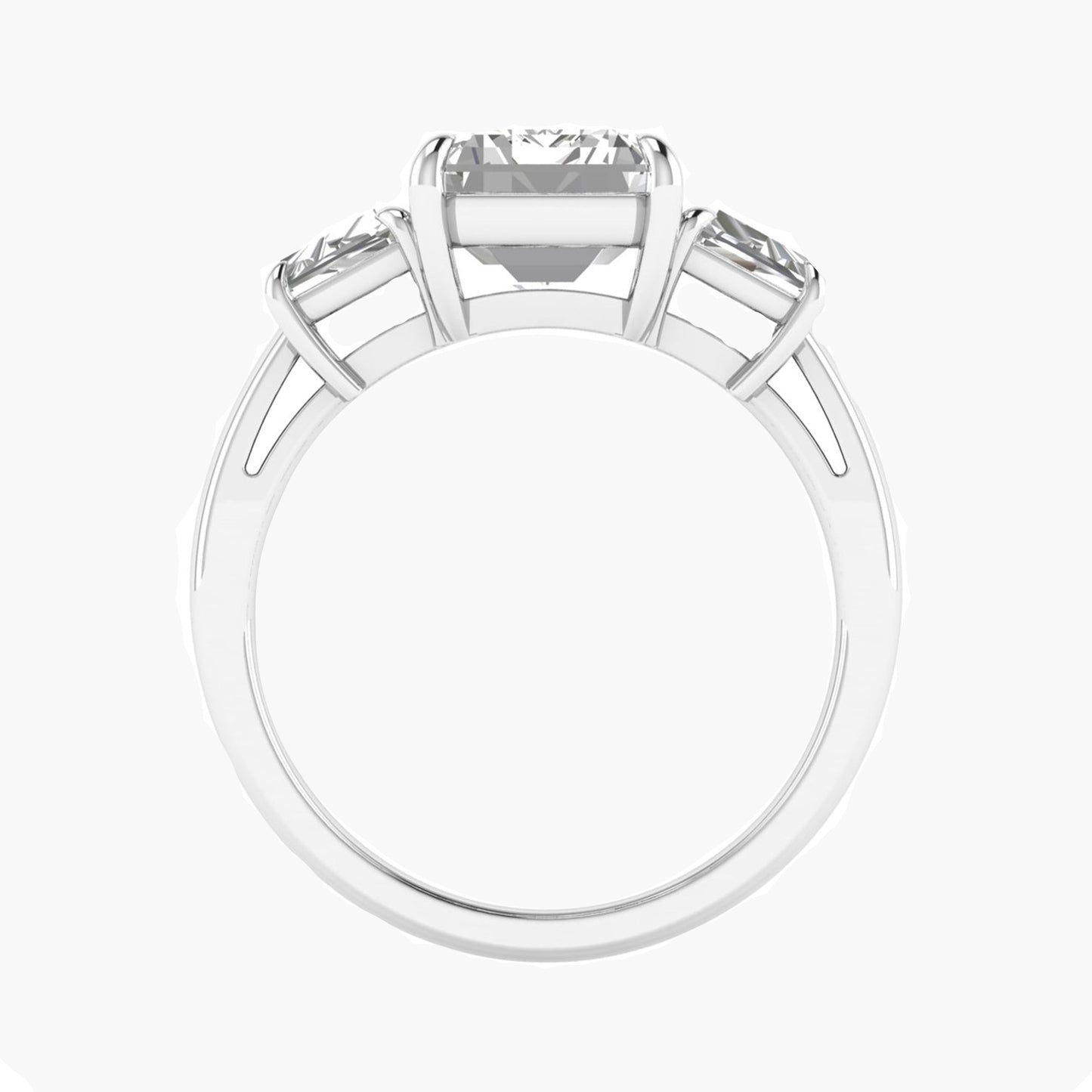 Diamond ring with a white gemstone on a white background