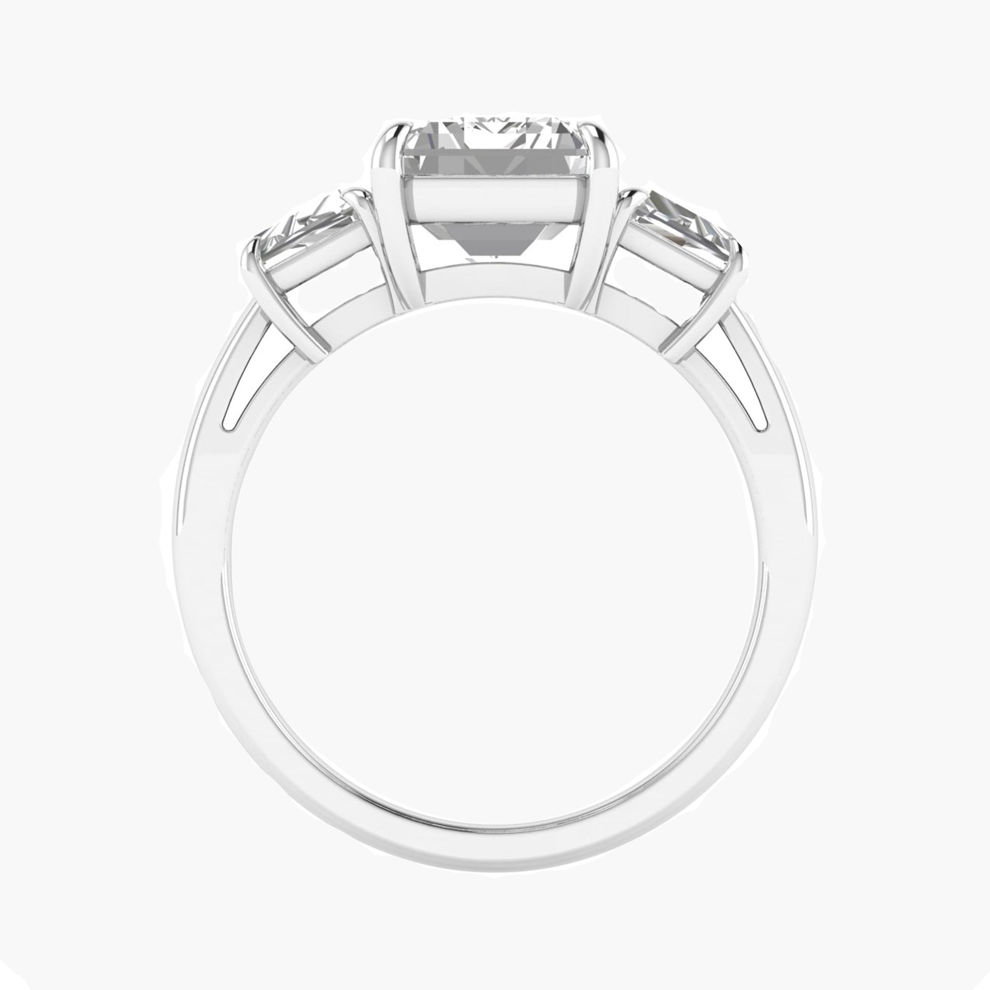 Diamond ring with a white gemstone on a white background