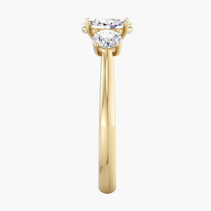 Gold ring with a diamond on a white background
