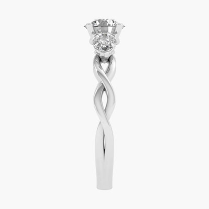 Silver ring with a diamond on a white background